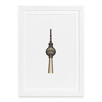 Illustration de la tour de télévision de Berlin - Affiche encadrée (27 × 37 cm) - blanc - Devant
