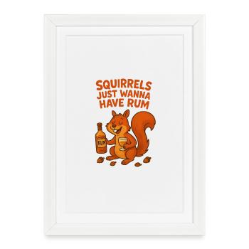 Écureuil au rhum et à l’humour - Affiche encadrée (27 × 37 cm) - blanc - Devant