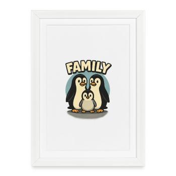 Motif de pingouin familial sur les vêtements - Affiche encadrée (27 × 37 cm) - blanc - Devant