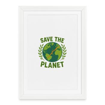 Conservation de la Terre Sauvez la planète Tee - Affiche encadrée (27 × 37 cm) - blanc - Devant