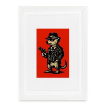 Meerkat Comic Elder 4 - Framed poster (27 × 37 cm) - white - Front