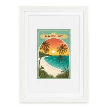 Paradise Lost 2050 : Le dernier coucher de soleil d’Eden - Affiche encadrée (27 × 37 cm) - blanc - Devant