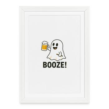 Playful Halloween Ghost Motif with Beer Glass - Framed poster (27 × 37 cm) - white - Front
