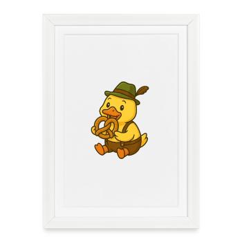 Canard mignon en costume traditionnel - Affiche encadrée (27 × 37 cm) - blanc - Devant