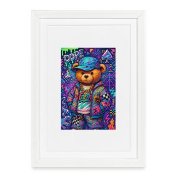 Bear in retro urban mode - Framed poster (27 × 37 cm) - white - Front