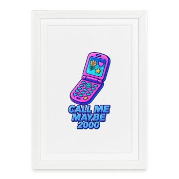 Retro Flip Phone with Heart and Star - Framed poster (27 × 37 cm) - white - Front