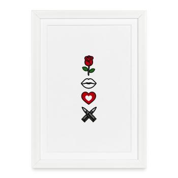 Avi Collection – Rose & Kiss - Framed poster (27 × 37 cm) - white - Front