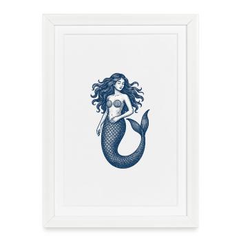 Élégance sirène enchantée - Affiche encadrée (27 × 37 cm) - blanc - Devant