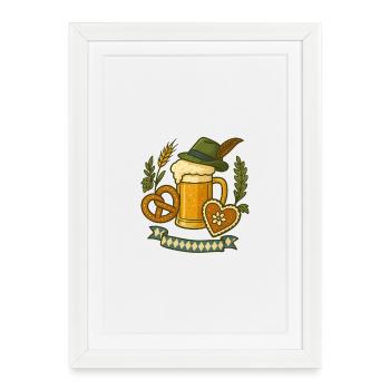 Motif traditionnel avec chope à bière - Affiche encadrée (27 × 37 cm) - blanc - Devant