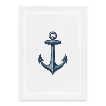 Nautical Anchor Illustration - Framed poster (27 × 37 cm) - white - Front