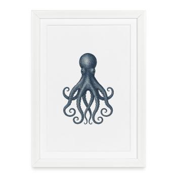 Octopus contemporain Design abstrait - Affiche encadrée (27 × 37 cm) - blanc - Devant