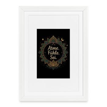 Blumenmandala mit Spiritualmotto - Gerahmtes Poster (27 × 37 cm) - Weiß - Vorne