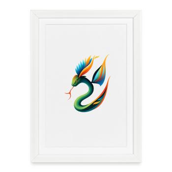 Mythical Dragon with Colorful Wings - Framed poster (27 × 37 cm) - white - Front