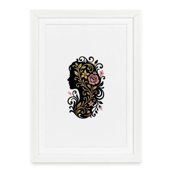 Collection Avi – Emblème de la rose dorée - Affiche encadrée (27 × 37 cm) - blanc - Devant