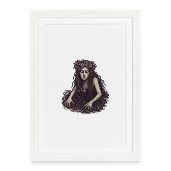 Illustration de nymphe d’eau mystique - Affiche encadrée (27 × 37 cm) - blanc - Devant