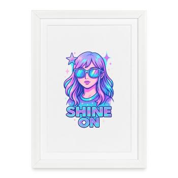 Illustration de fille rêveuse cosmique - Affiche encadrée (27 × 37 cm) - blanc - Devant