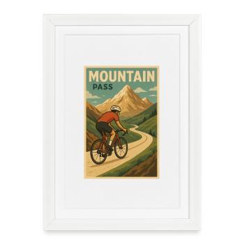 Bike Pass Mountain Pass - Framed poster (27 × 37 cm) - white - Front