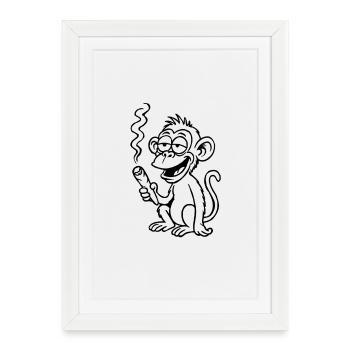 Le singe vise un peu différemment - Affiche encadrée (27 × 37 cm) - blanc - Devant