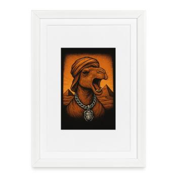 Chameau hybride avec turban et brins - Affiche encadrée (27 × 37 cm) - blanc - Devant