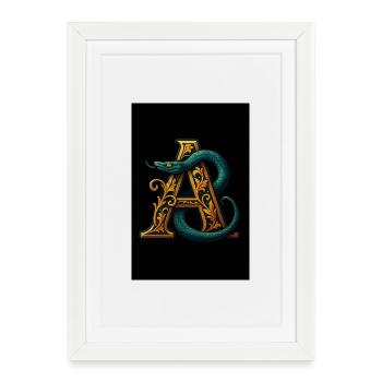 A - Ornement magique au basilic - Affiche encadrée (27 × 37 cm) - blanc - Devant