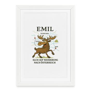 Emil en randonnée - Affiche encadrée (27 × 37 cm) - blanc - Devant