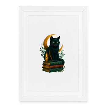 Enchanting_black_cat - Gerahmtes Poster (27 × 37 cm) - Weiß - Vorne