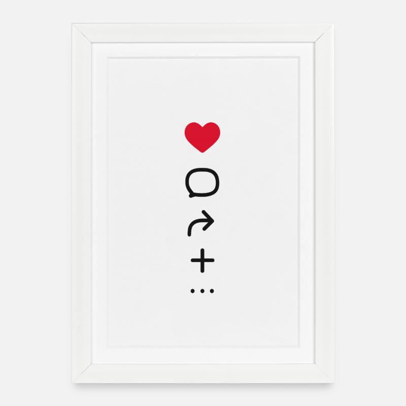 Avi Collection – Minimal Social Icons Tee - Gerahmtes Poster (27 × 37 cm) - Weiß
