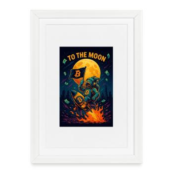 Bitcoin Moonmission Illustration - Affiche encadrée (27 × 37 cm) - blanc - Devant