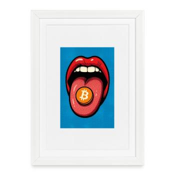 Pop Art Bitcoin Motiv - Gerahmtes Poster (27 × 37 cm) - Weiß - Vorne