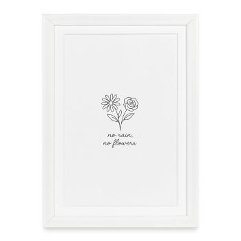 No Rain, No Flowers - Handdrawing, minimalism - Framed poster (27 × 37 cm) - white - Front