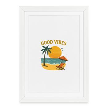 Motif de plage de coucher de soleil - Affiche encadrée (27 × 37 cm) - blanc - Devant
