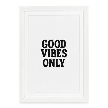 Typographie rétro Vibes Only | État positif - Affiche encadrée (27 × 37 cm) - blanc - Devant