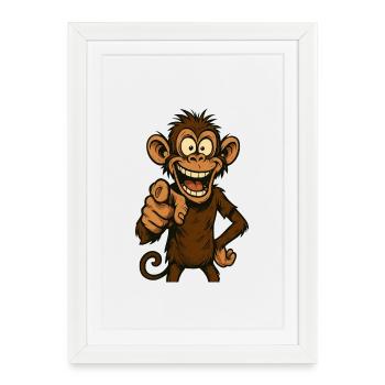 Singe joueur avec un sourire - Affiche encadrée (27 × 37 cm) - blanc - Devant