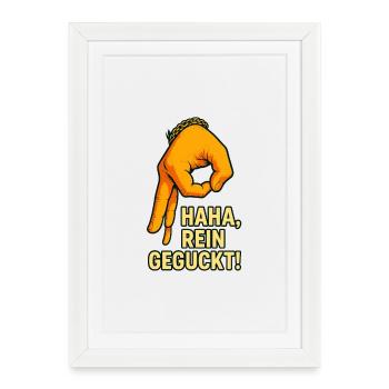 Motif de main amusant avec dicton - Affiche encadrée (27 × 37 cm) - blanc - Devant