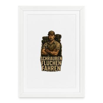 Visser, maudire, conduire - Affiche encadrée (27 × 37 cm) - blanc - Devant
