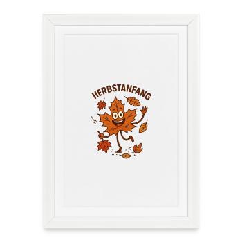 Autumn leaves cheerful leaf character - Framed poster (27 × 37 cm) - white - Front