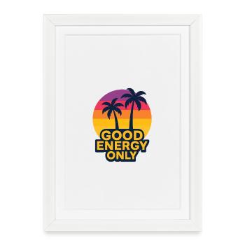 Des palmiers ensoleillés avec un message de bonne énergie - Affiche encadrée (27 × 37 cm) - blanc - Devant