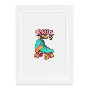 Retro Roller Skate Motif Design - Framed poster (27 × 37 cm) - white - Front