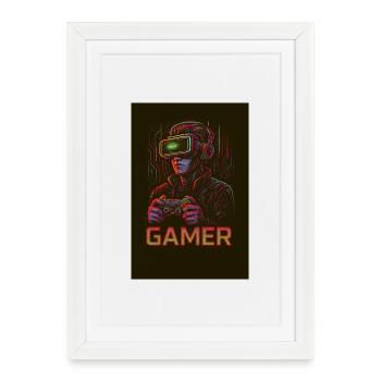 Image de réalité virtuelle Neon Gamer - Affiche encadrée (27 × 37 cm) - blanc - Devant