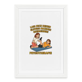 Humorous physio saying in cartoon design - Framed poster (27 × 37 cm) - white - Front