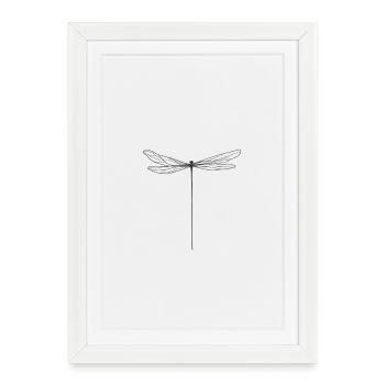 Fein gezeichnete Libelle im minimalistischen Stil - Gerahmtes Poster (27 × 37 cm) - Weiß - Vorne