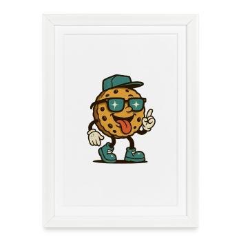 Marcheur de biscuits - Affiche encadrée (27 × 37 cm) - blanc - Devant