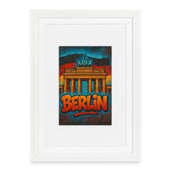 T-shirt Grafiti Berlin avec Porte de Brandebourg - Affiche encadrée (27 × 37 cm) - blanc - Devant