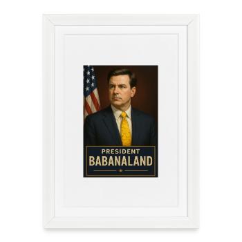 Design Président Babaland Humoristique - Affiche encadrée (27 × 37 cm) - blanc - Devant