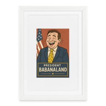 Président Babanland Humour Politique - Affiche encadrée (27 × 37 cm) - blanc - Devant