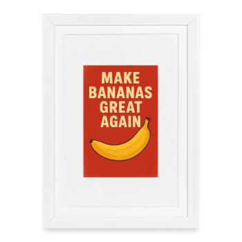 Slogan humoristique avec banane vibrante - Affiche encadrée (27 × 37 cm) - blanc - Devant