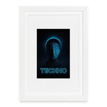 Futuristic Techno Portrait Design - Framed poster (27 × 37 cm) - white - Front