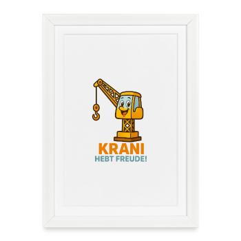 Construction Crane Joy Dire T-Shirt - Affiche encadrée (27 × 37 cm) - blanc - Devant