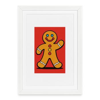 Bonhomme Pain d'Épice Joyeux - Affiche encadrée (27 × 37 cm) - blanc - Devant