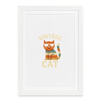 Vintage Cats Illustration with Retro Aesthetic - Framed poster (27 × 37 cm) - white - Front